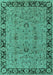 Machine Washable Oriental Turquoise Traditional Area Rugs, wshurb460turq