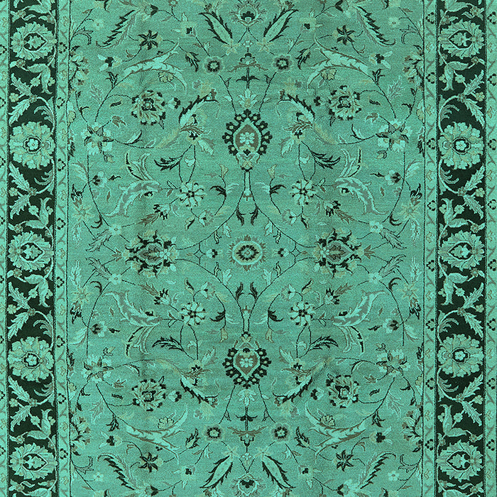 Machine Washable Oriental Turquoise Traditional Area Rugs, wshurb460turq