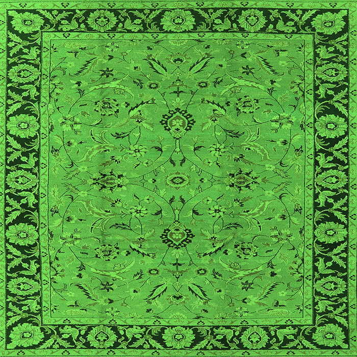 Square Machine Washable Oriental Green Traditional Area Rugs, wshurb460grn