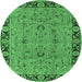 Round Oriental Emerald Green Traditional Rug, urb460emgrn