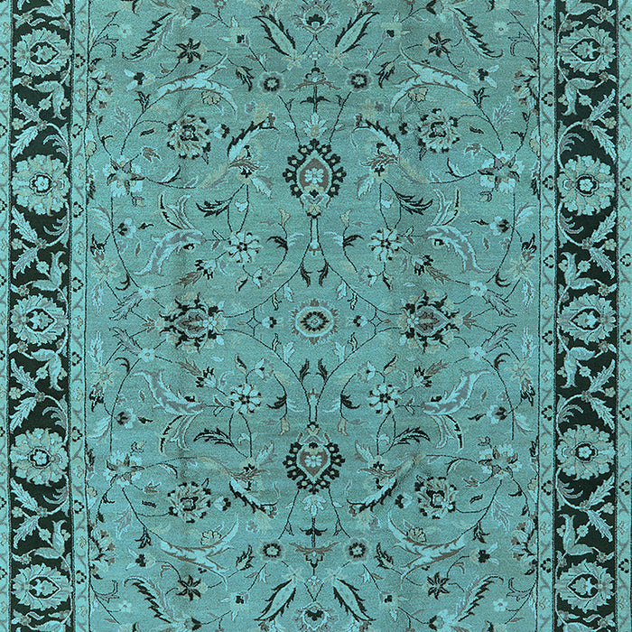 Machine Washable Oriental Light Blue Traditional Rug, wshurb460lblu