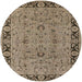 Round Machine Washable Industrial Modern Sepia Brown Rug, wshurb460