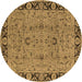 Round Oriental Brown Traditional Rug, urb460brn