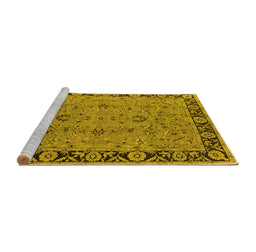 Sideview of Machine Washable Oriental Yellow Traditional Rug, wshurb460yw