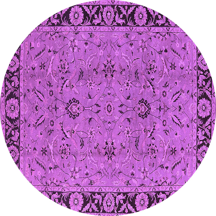 Round Machine Washable Oriental Purple Traditional Area Rugs, wshurb460pur