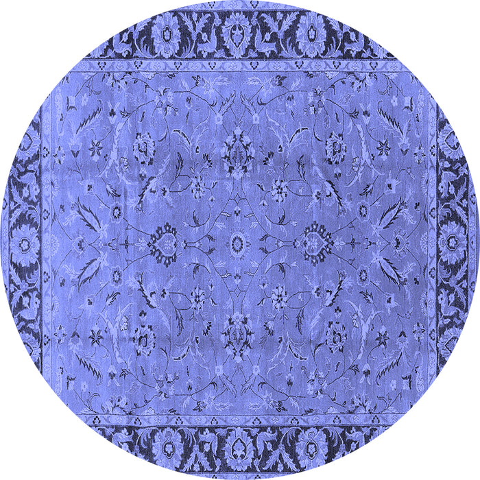 Round Oriental Blue Traditional Rug, urb461blu