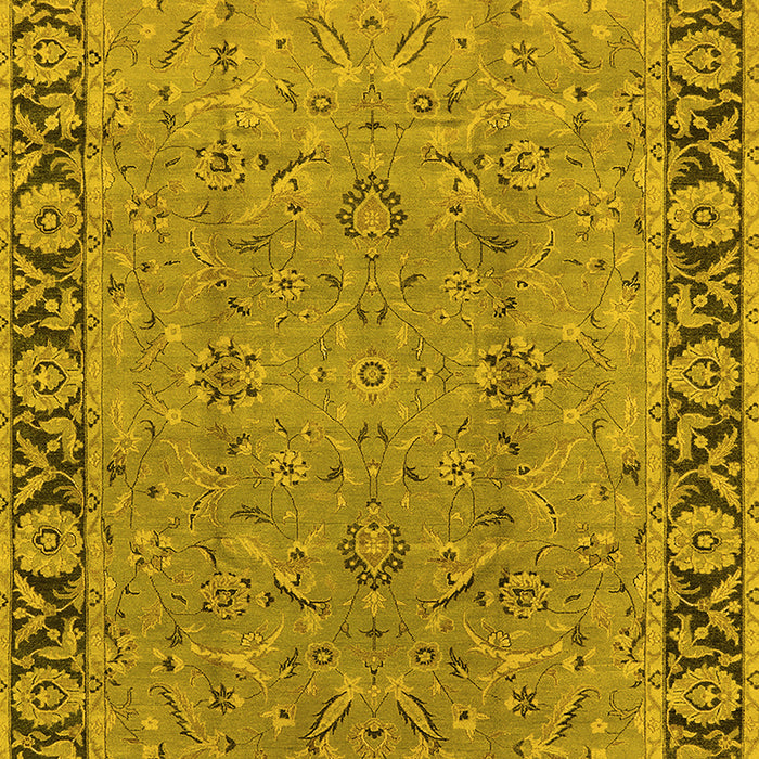 Machine Washable Oriental Yellow Traditional Rug, wshurb461yw