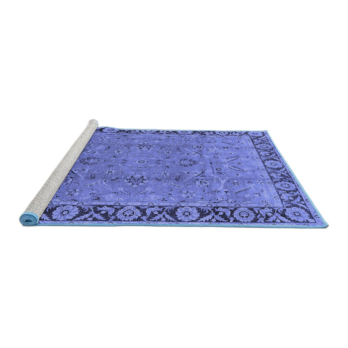 Sideview of Machine Washable Oriental Blue Traditional Rug, wshurb461blu