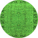 Round Oriental Green Traditional Rug, urb461grn