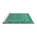 Sideview of Machine Washable Oriental Turquoise Traditional Area Rugs, wshurb461turq