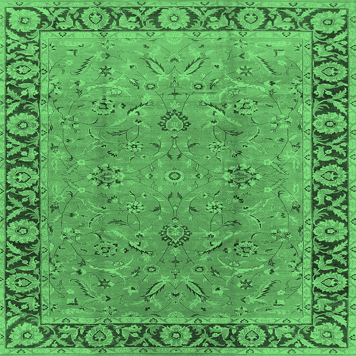 Square Oriental Emerald Green Traditional Rug, urb461emgrn