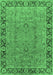 Machine Washable Oriental Emerald Green Traditional Area Rugs, wshurb461emgrn