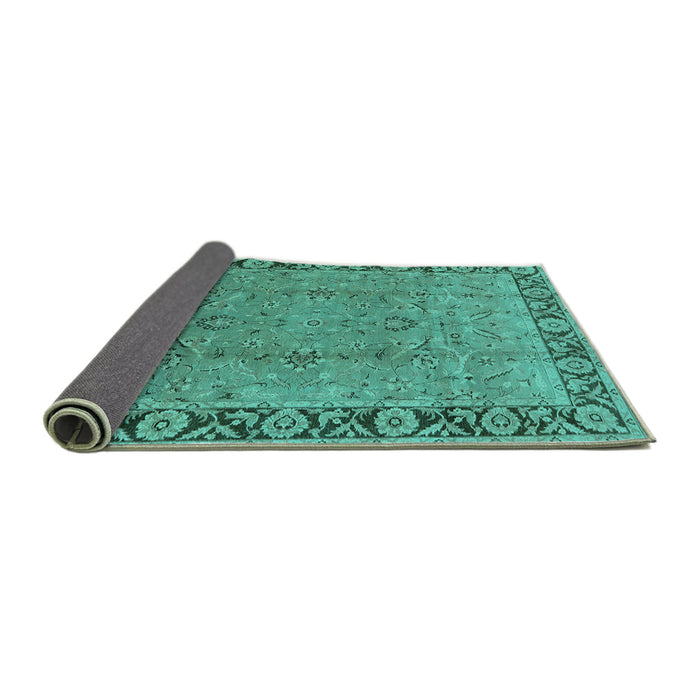 Sideview of Oriental Turquoise Traditional Rug, urb461turq