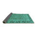 Sideview of Oriental Turquoise Traditional Rug, urb461turq