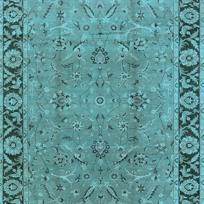 Machine Washable Oriental Light Blue Traditional Rug, wshurb461lblu
