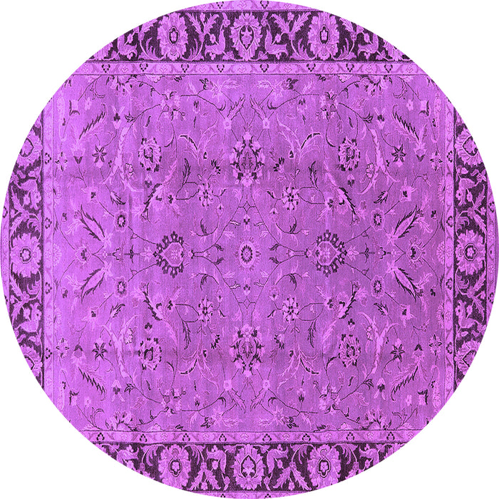 Round Oriental Purple Traditional Rug, urb461pur