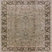 Square Mid-Century Modern Camel Brown Oriental Rug, urb461
