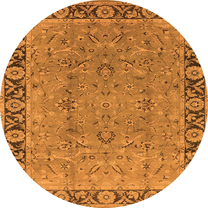 Round Oriental Orange Traditional Rug, urb461org