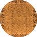 Round Oriental Orange Traditional Rug, urb461org