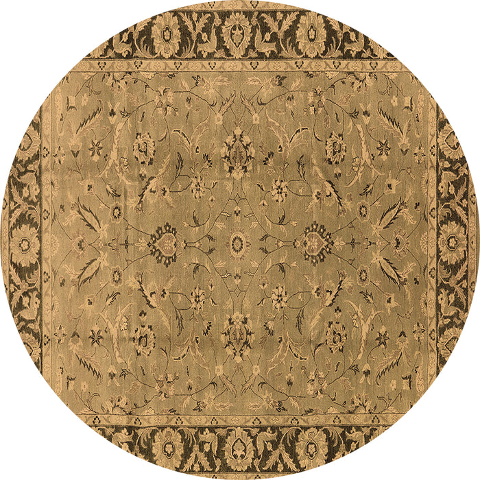 Round Oriental Brown Traditional Rug, urb461brn