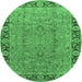 Round Oriental Emerald Green Traditional Rug, urb461emgrn
