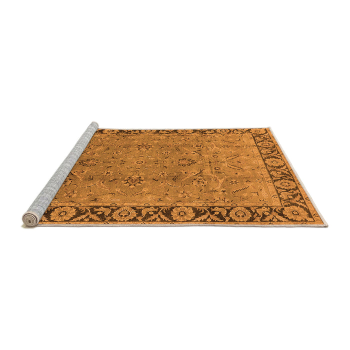 Sideview of Machine Washable Oriental Orange Traditional Area Rugs, wshurb461org