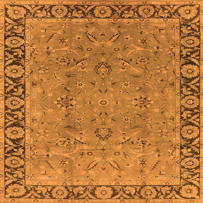 Square Machine Washable Oriental Orange Traditional Area Rugs, wshurb461org
