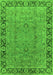 Machine Washable Oriental Green Traditional Area Rugs, wshurb461grn