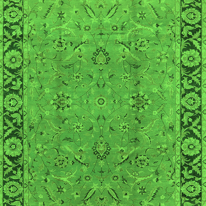 Machine Washable Oriental Green Traditional Area Rugs, wshurb461grn