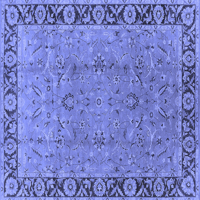 Square Machine Washable Oriental Blue Traditional Rug, wshurb461blu