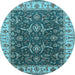 Round Oriental Light Blue Traditional Rug, urb462lblu
