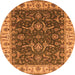 Round Oriental Orange Traditional Rug, urb462org