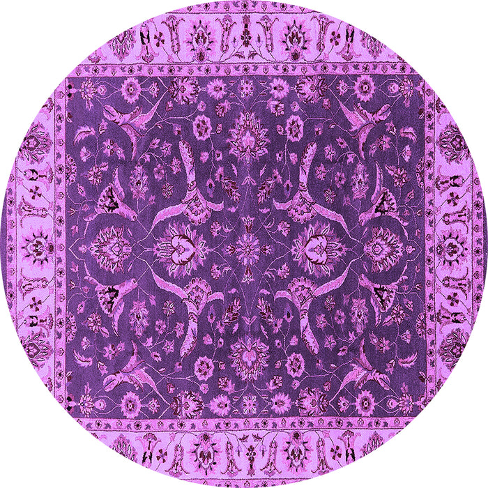 Round Machine Washable Oriental Purple Traditional Area Rugs, wshurb462pur