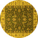 Round Oriental Yellow Traditional Rug, urb462yw
