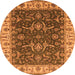 Round Machine Washable Oriental Orange Traditional Area Rugs, wshurb462org