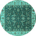 Round Oriental Turquoise Traditional Rug, urb462turq