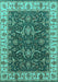 Machine Washable Oriental Turquoise Traditional Area Rugs, wshurb462turq