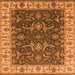 Square Machine Washable Oriental Orange Traditional Area Rugs, wshurb462org