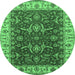 Round Oriental Emerald Green Traditional Rug, urb462emgrn