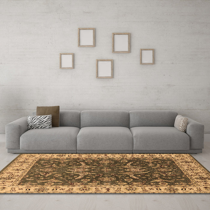 Machine Washable Oriental Brown Traditional Rug in a Living Room,, wshurb462brn