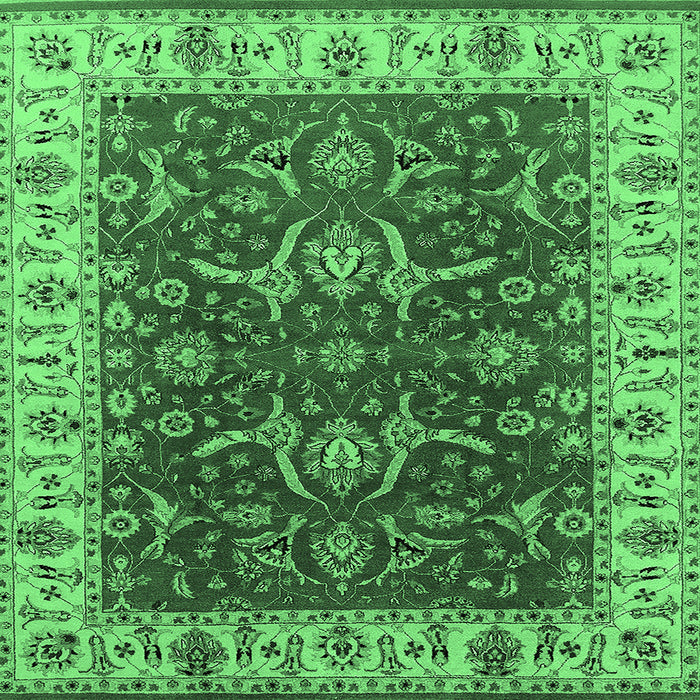 Square Machine Washable Oriental Emerald Green Traditional Area Rugs, wshurb462emgrn