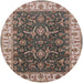 Round Mid-Century Modern Dark Brown Oriental Rug, urb462