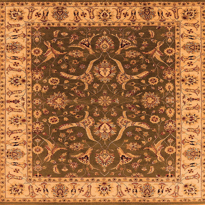 Square Oriental Orange Traditional Rug, urb462org