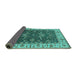 Sideview of Oriental Turquoise Traditional Rug, urb462turq