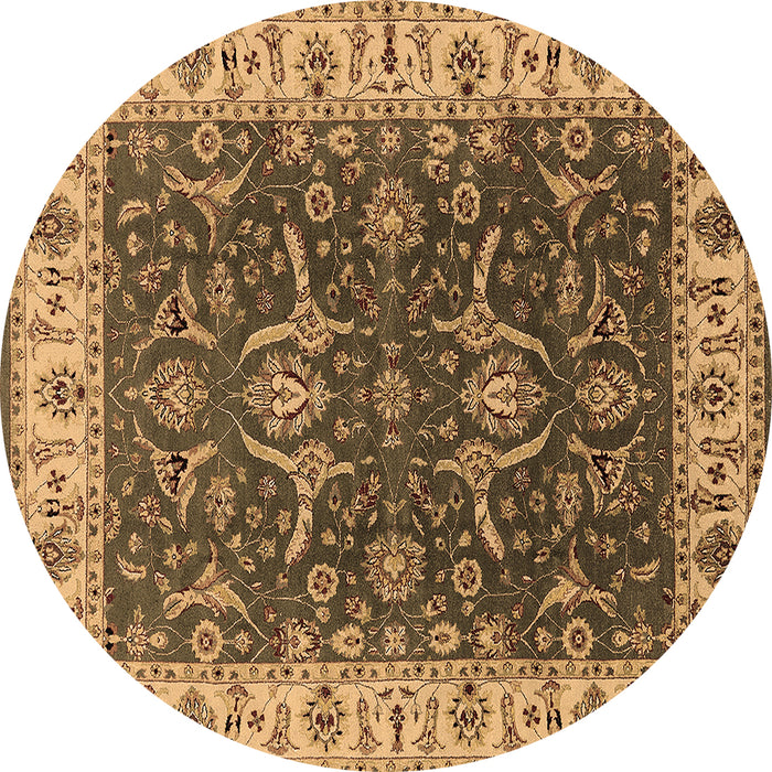 Round Oriental Brown Traditional Rug, urb462brn