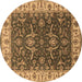 Round Oriental Brown Traditional Rug, urb462brn