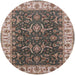 Round Machine Washable Industrial Modern Dark Brown Rug, wshurb462