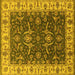 Square Machine Washable Oriental Yellow Traditional Rug, wshurb462yw