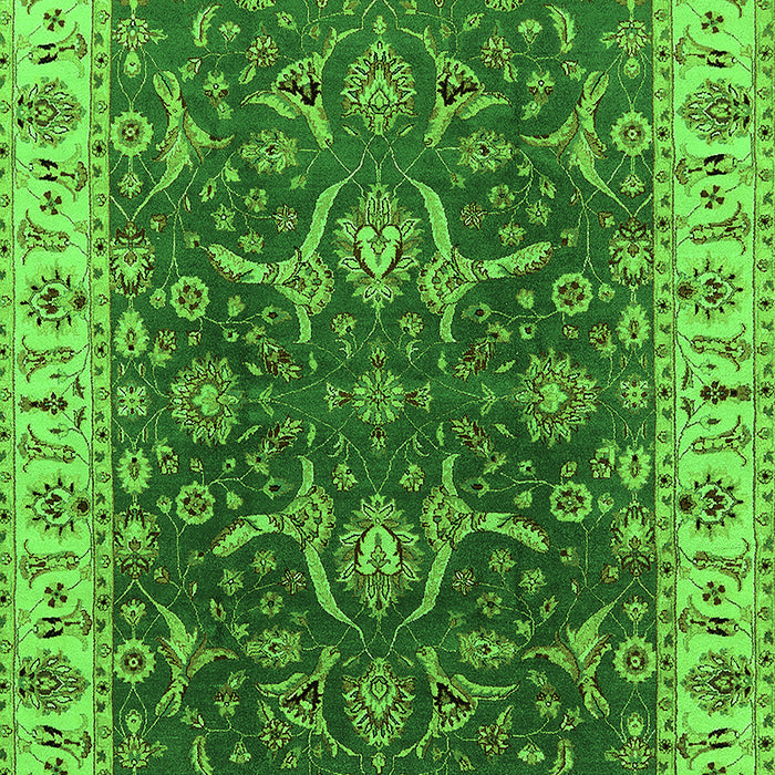 Machine Washable Oriental Green Traditional Area Rugs, wshurb462grn