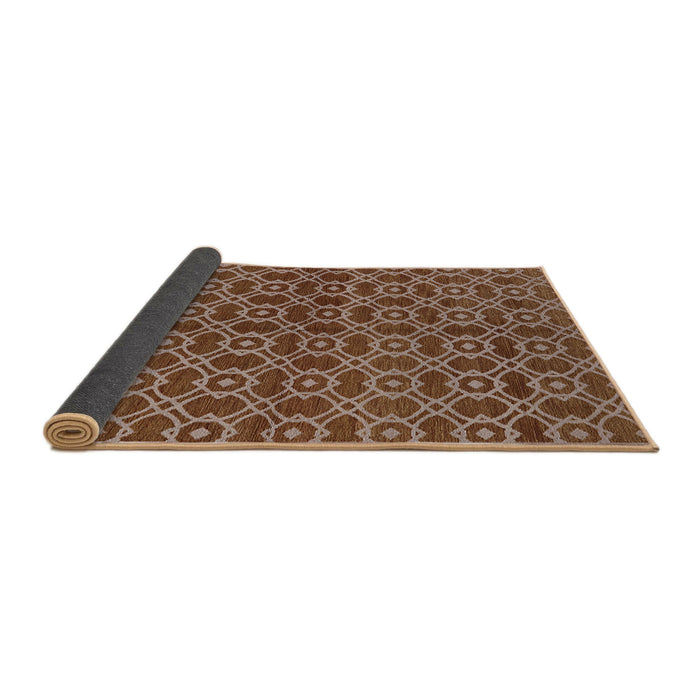 Sideview of Mid-Century Modern Camel Brown Oriental Rug, urb463